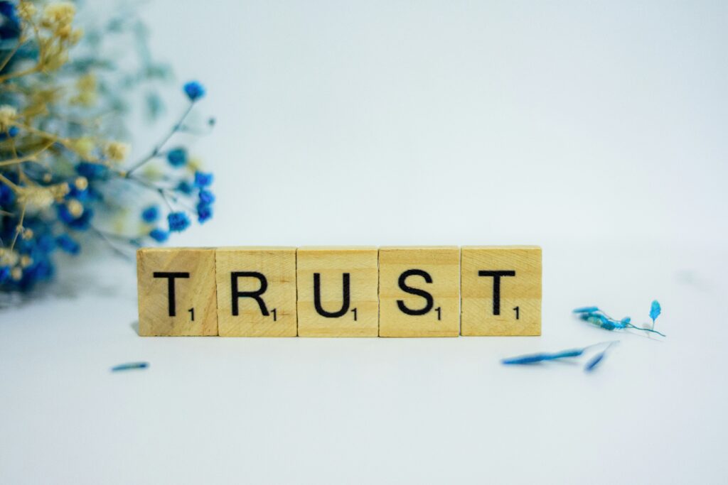 Blocks spelling out the word trust